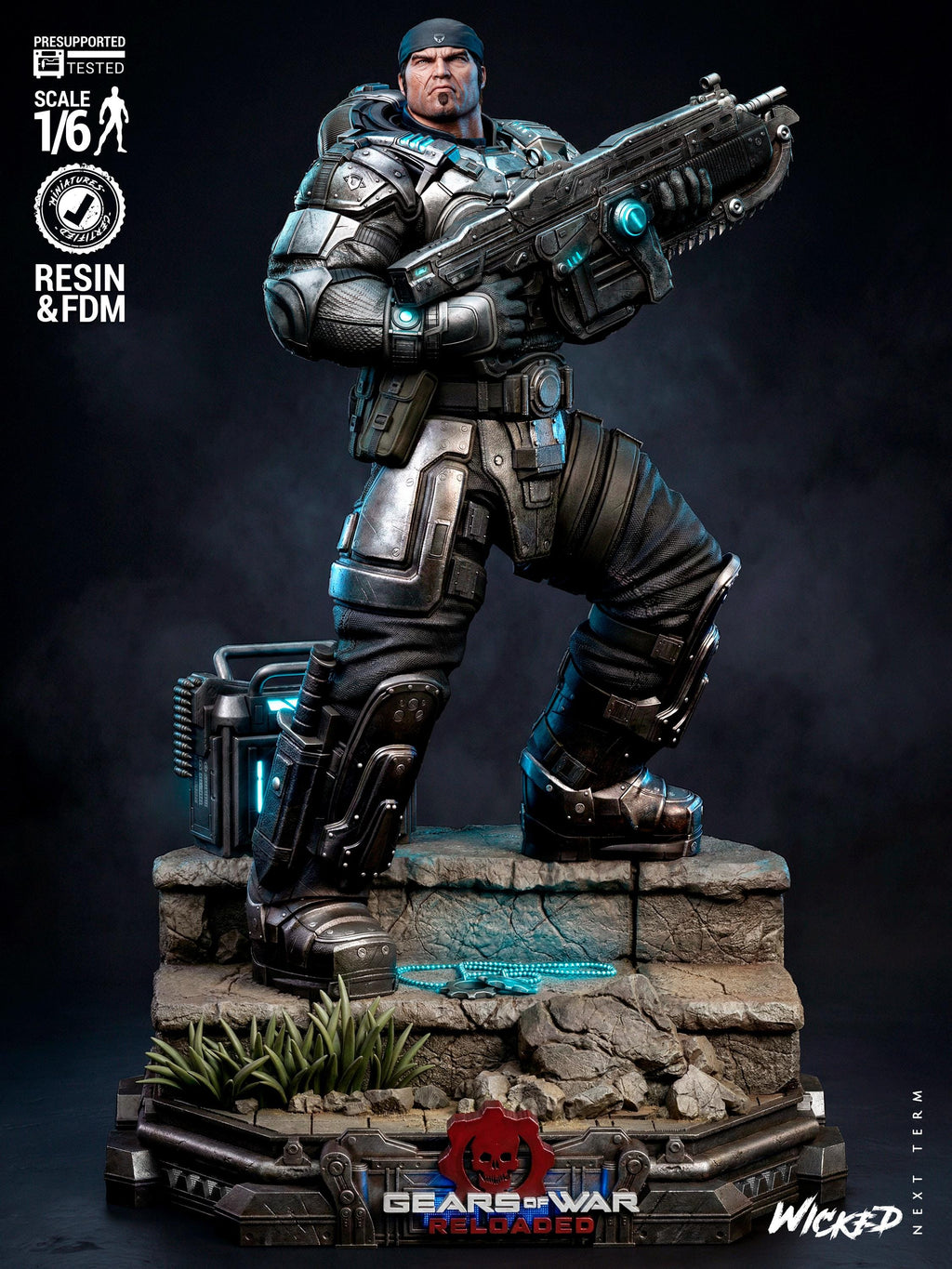 The Unbreakable Gear - Soldier Statue Gaming War Torn Hero Marcus Fenix Resin Figure 16K