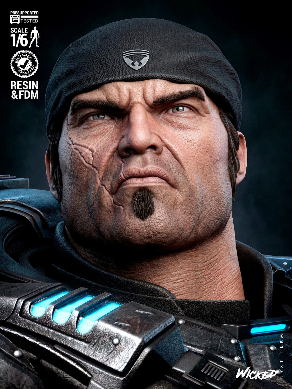 The Unbreakable Gear - Soldier Statue Gaming War Torn Hero Marcus Fenix Resin Figure 16K