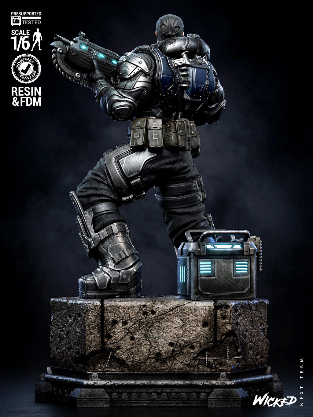 The Unbreakable Gear - Soldier Statue Gaming War Torn Hero Marcus Fenix Resin Figure 16K