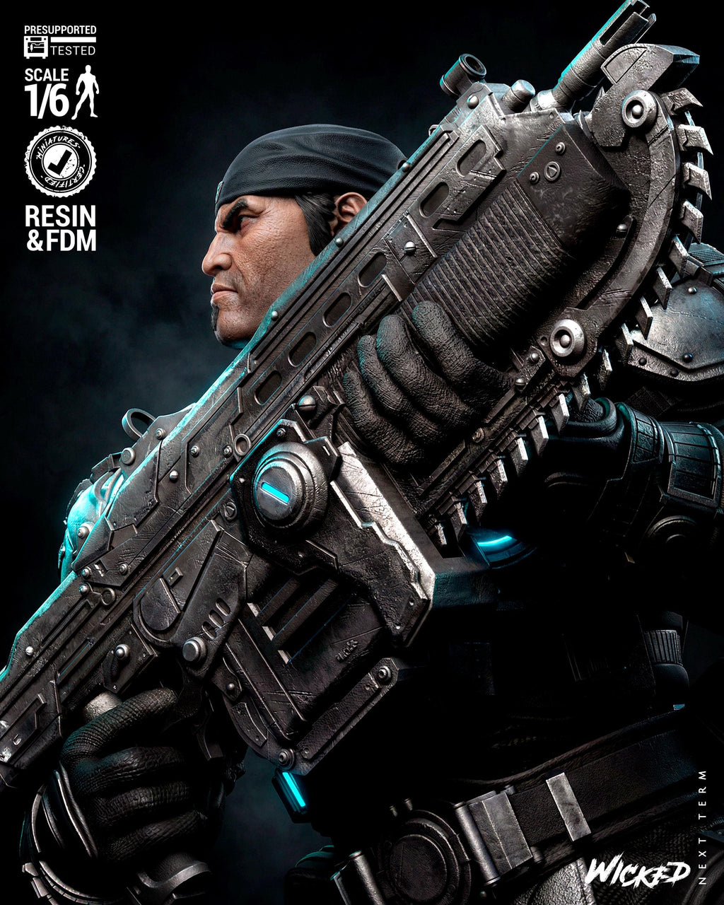 The Unbreakable Gear - Soldier Statue Gaming War Torn Hero Marcus Fenix Resin Figure 16K