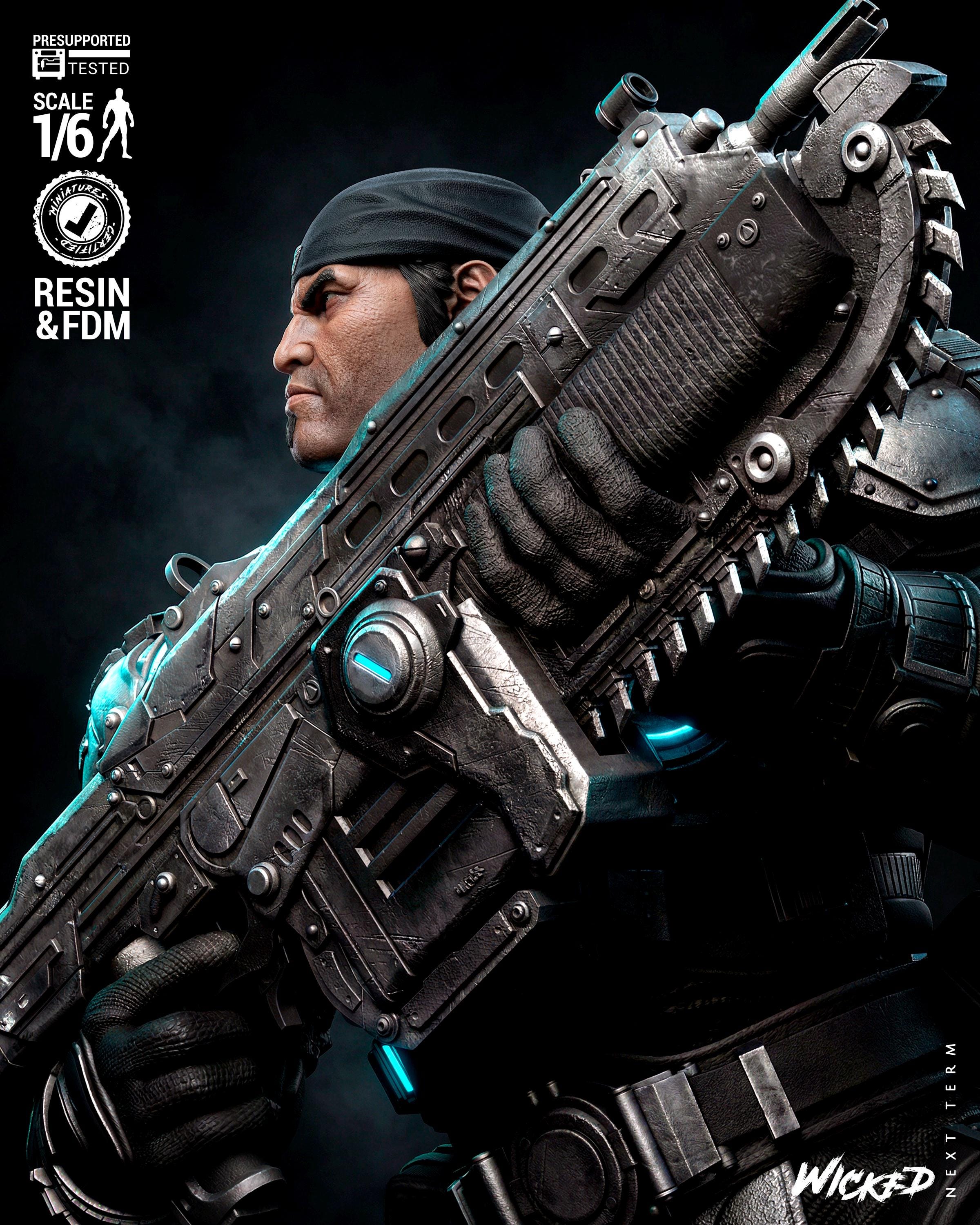 The Unbreakable Gear - Soldier Statue Gaming War Torn Hero Marcus Fenix Resin Figure 16K