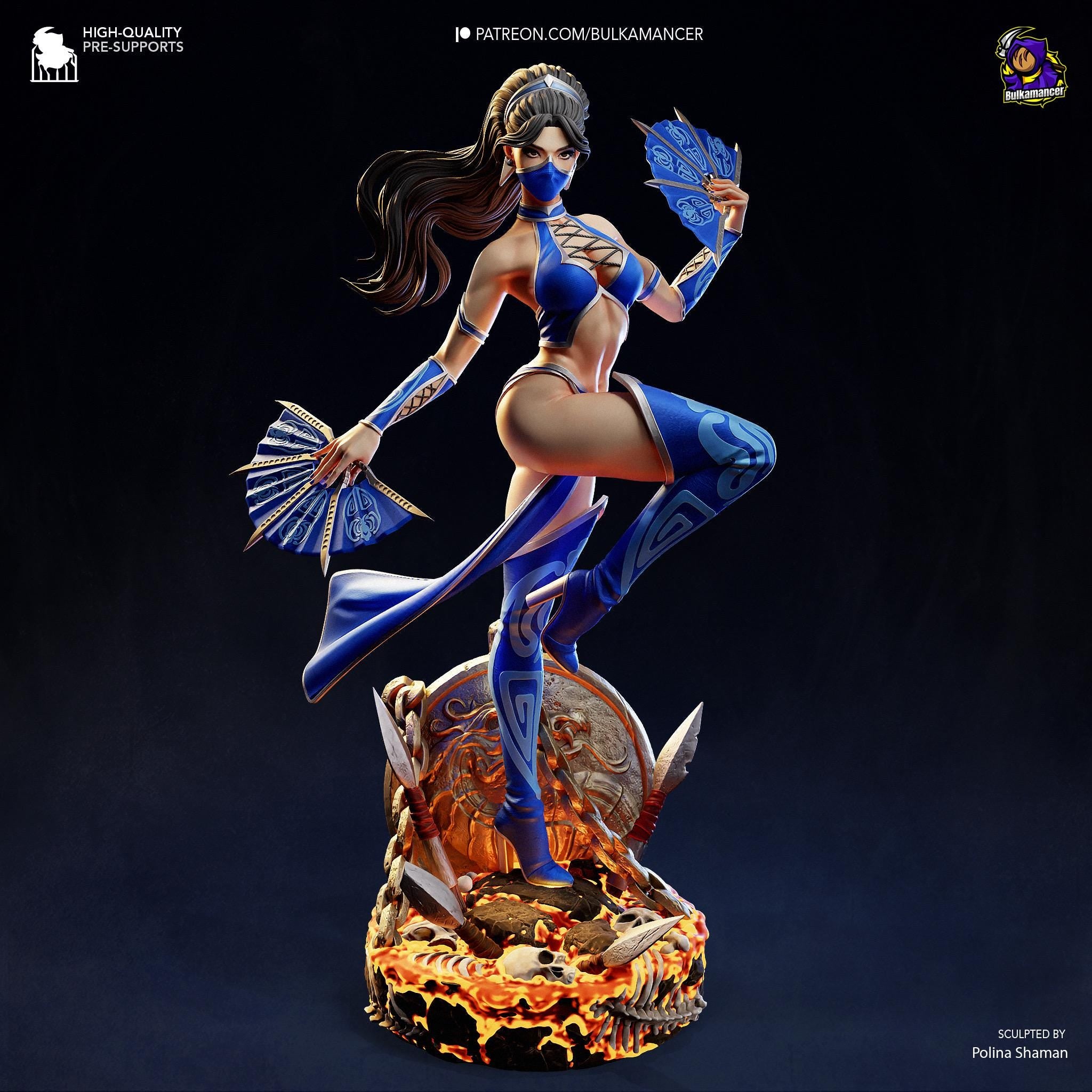 Fan-Borne Fury - Assassin Warrior Fantasy Female Ninja Kitana Resin Figure 16K