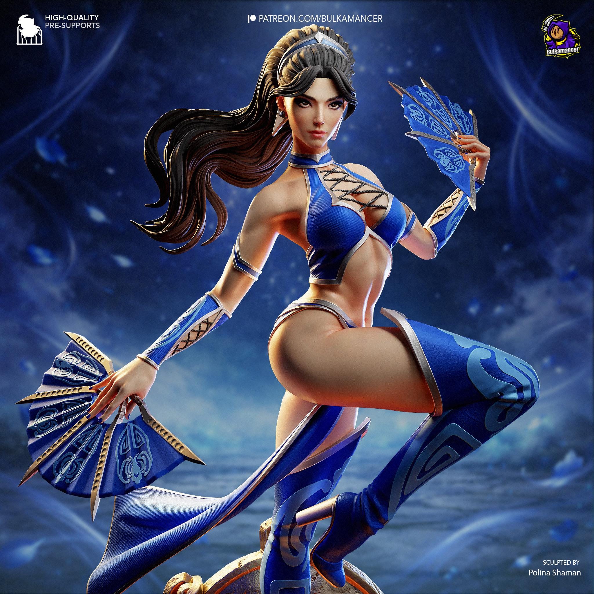 Fan-Borne Fury - Assassin Warrior Fantasy Female Ninja Kitana Resin Figure 16K