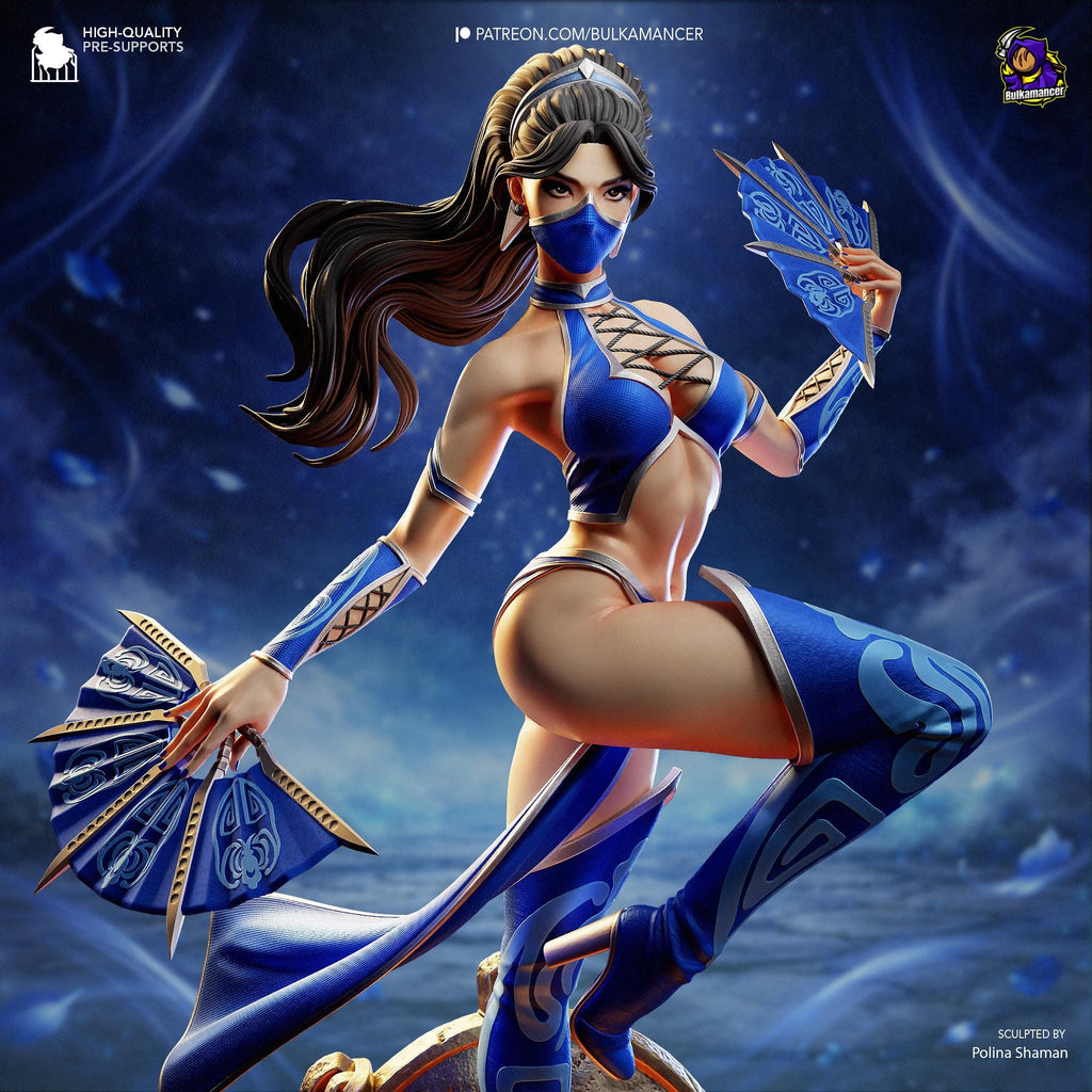 Fan-Borne Fury - Assassin Warrior Fantasy Female Ninja Kitana Resin Figure 16K