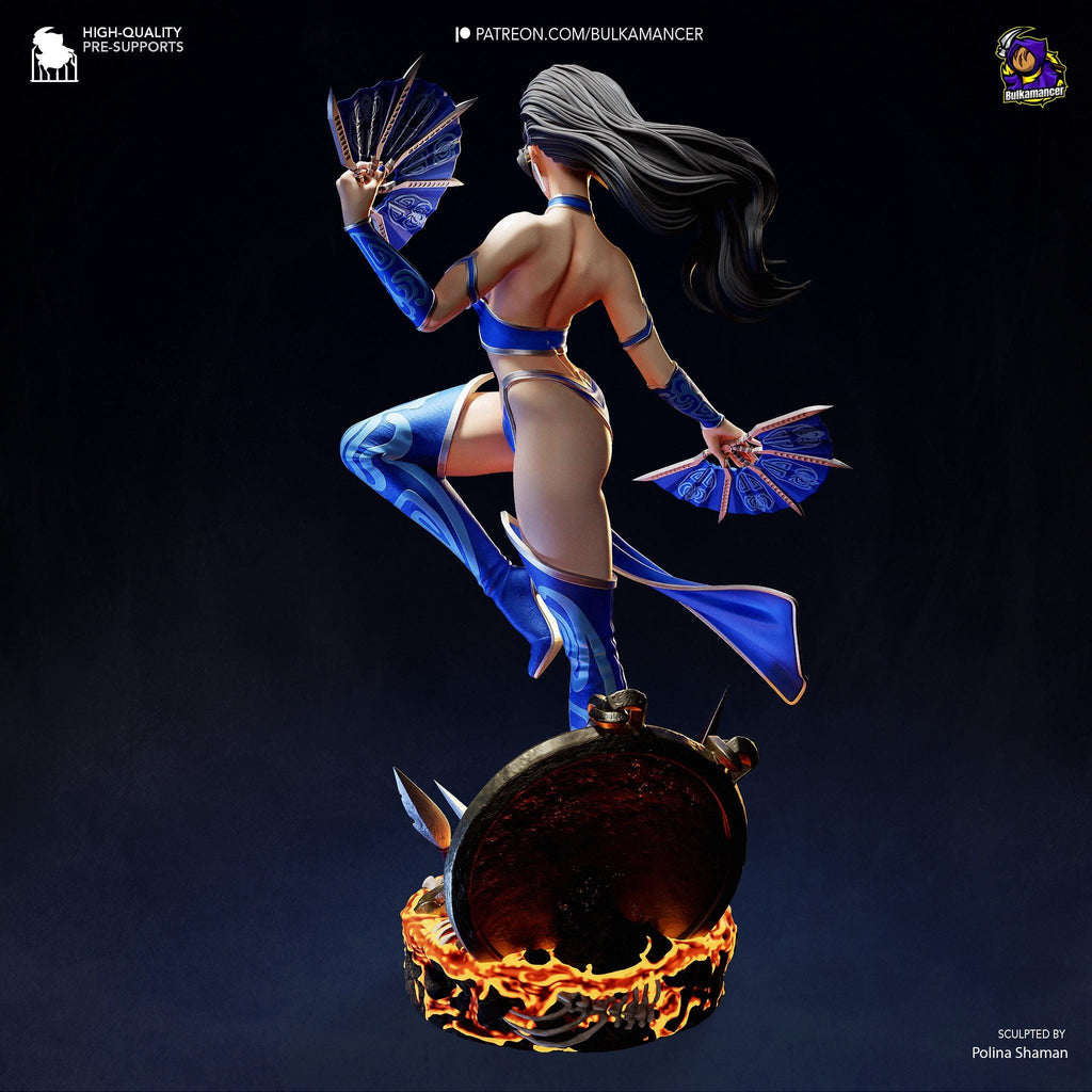 Fan-Borne Fury - Assassin Warrior Fantasy Female Ninja Kitana Resin Figure 16K