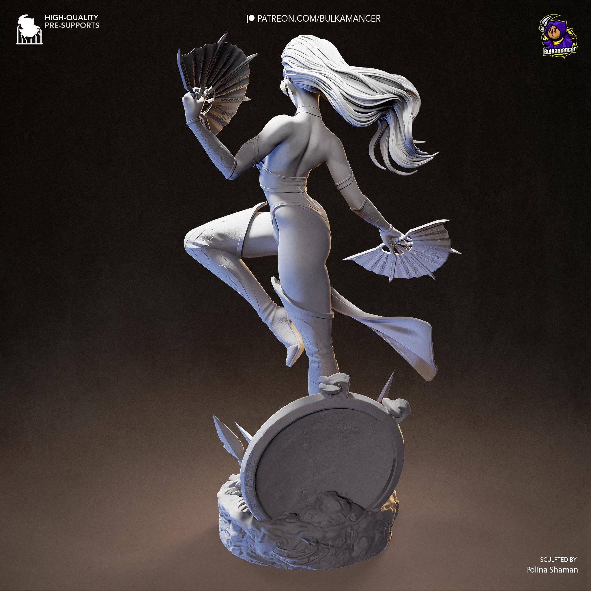 Fan-Borne Fury - Assassin Warrior Fantasy Female Ninja Kitana Resin Figure 16K