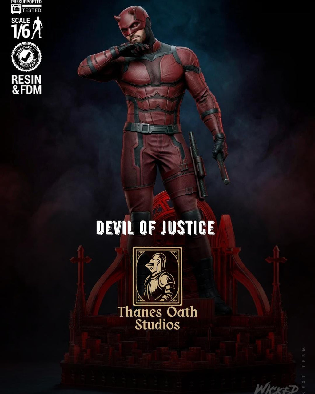 Devil Of Justice - Blind Vigilante Street Hero Urban Defender Daredevil Resin Figure 16K