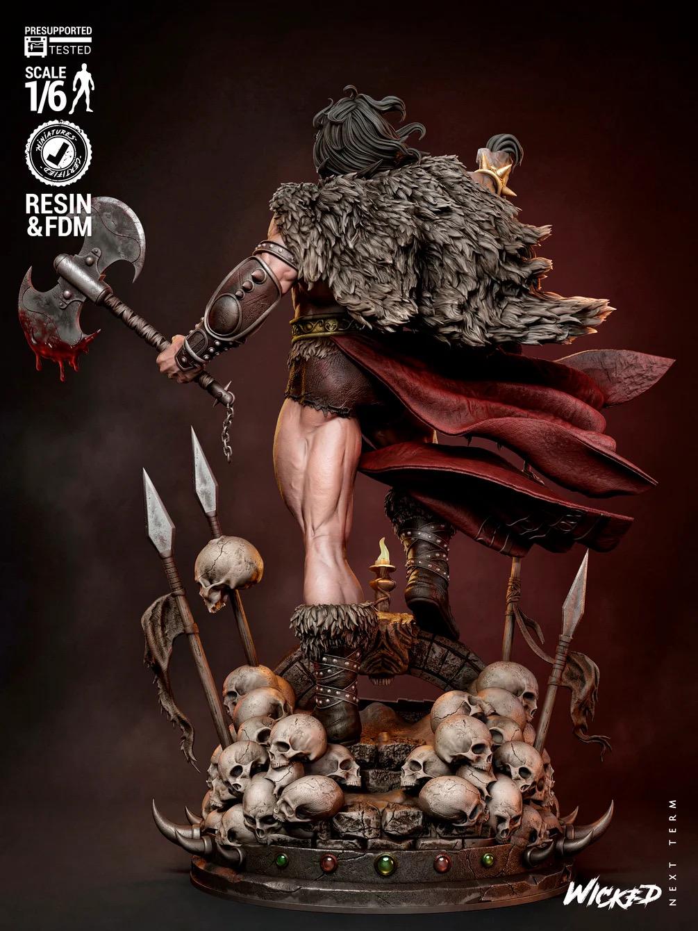 Savage Conqueror - Fantasy Warrior Battle Hardened Berserker Conan The Barbarian Resin Figure 16K