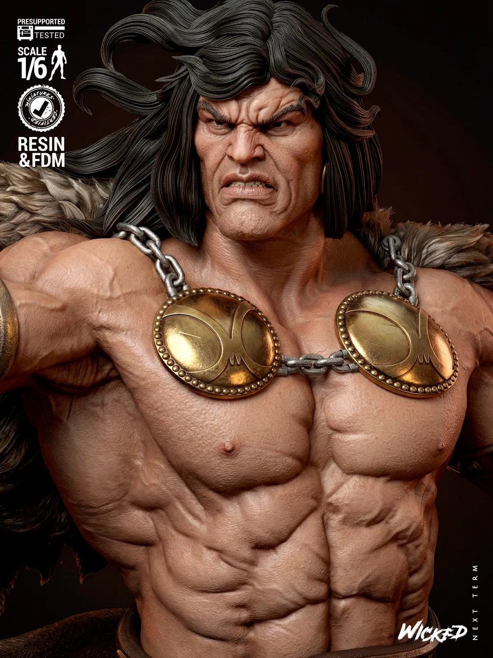 Savage Conqueror - Fantasy Warrior Battle Hardened Berserker Conan The Barbarian Resin Figure 16K