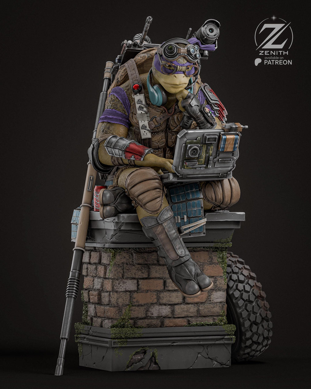 Tech Turtle - Ninja Turtle Sewer Warrior Bo Staff Genius Donatello Resin Figure 16K