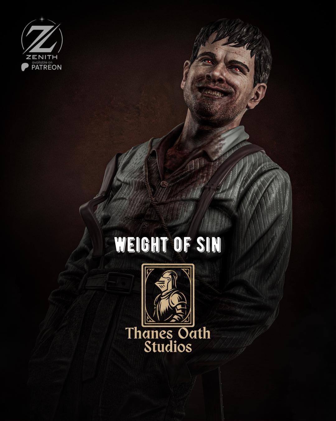 Weight Of Sin - Grimdark Fantasy Brooding Villian Cursed Remmick Resin Figure 16K