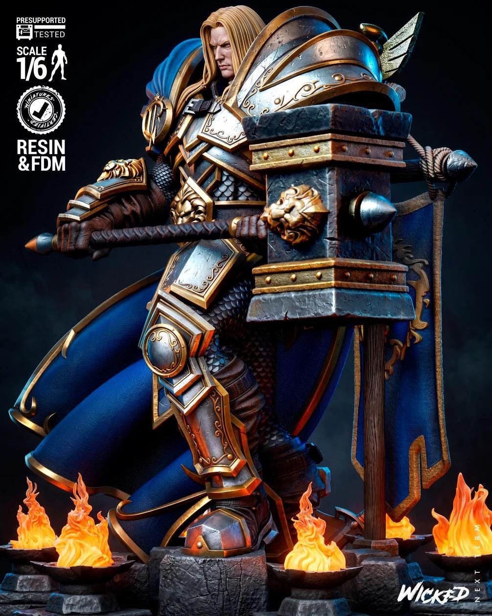 Hope Of A Doomed Kingdom - Paladin Knight Holy Warrior Medieval Fantasy Arthas Resin Figure 16K