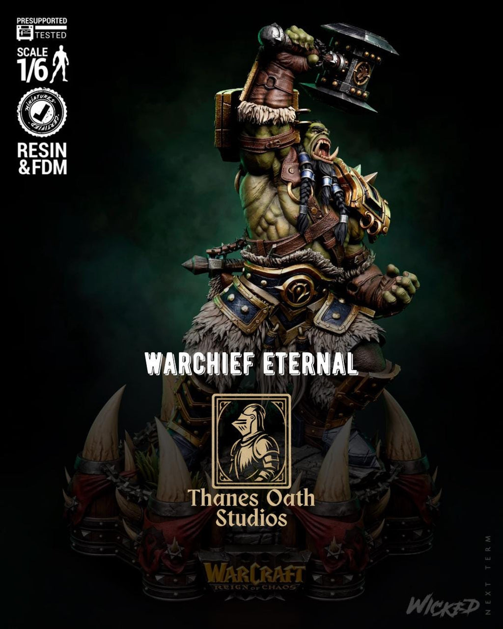 Warchief Eternal - Orc Shaman Warrior Medieval Fantasy Warrior Thrall Resin Figure 16K