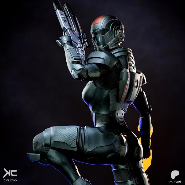 Commander Of The Last Stand - Sci-fi Hero Space Commander Armoured Warrior Commander Shepard Resin Figure 16K