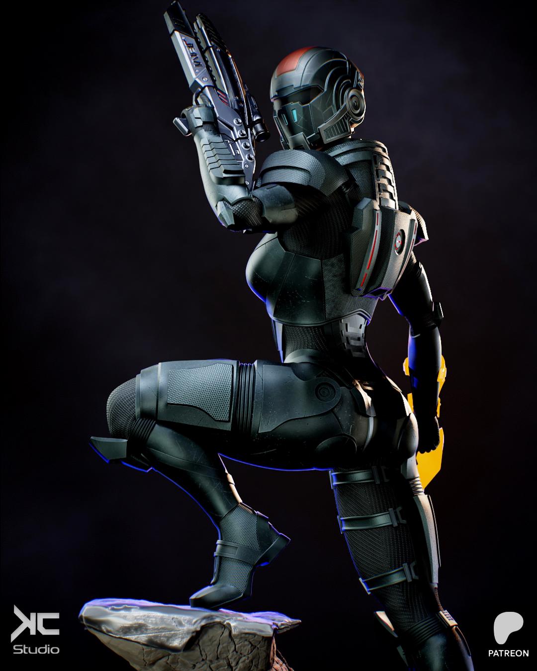 Commander Of The Last Stand - Sci-fi Hero Space Commander Armoured Warrior Commander Shepard Resin Figure 16K