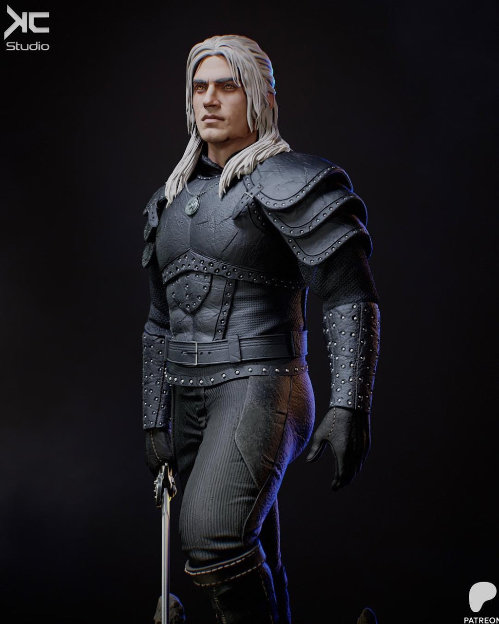 Silver & Steel - Fantasy Warrior Monster Hunter Creature Slayer Geralt Of Rivia Resin Figure 16K