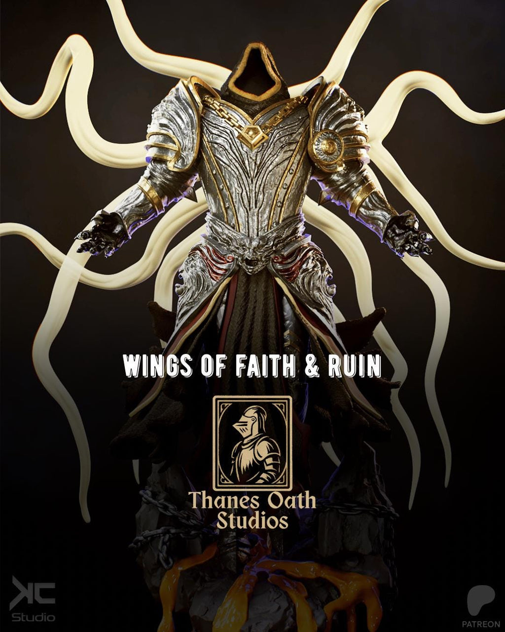 Wings Of Faith & Ruin - Angel Warrior Dark Fantasy Divine Gothic Armour Resin Figure 16K