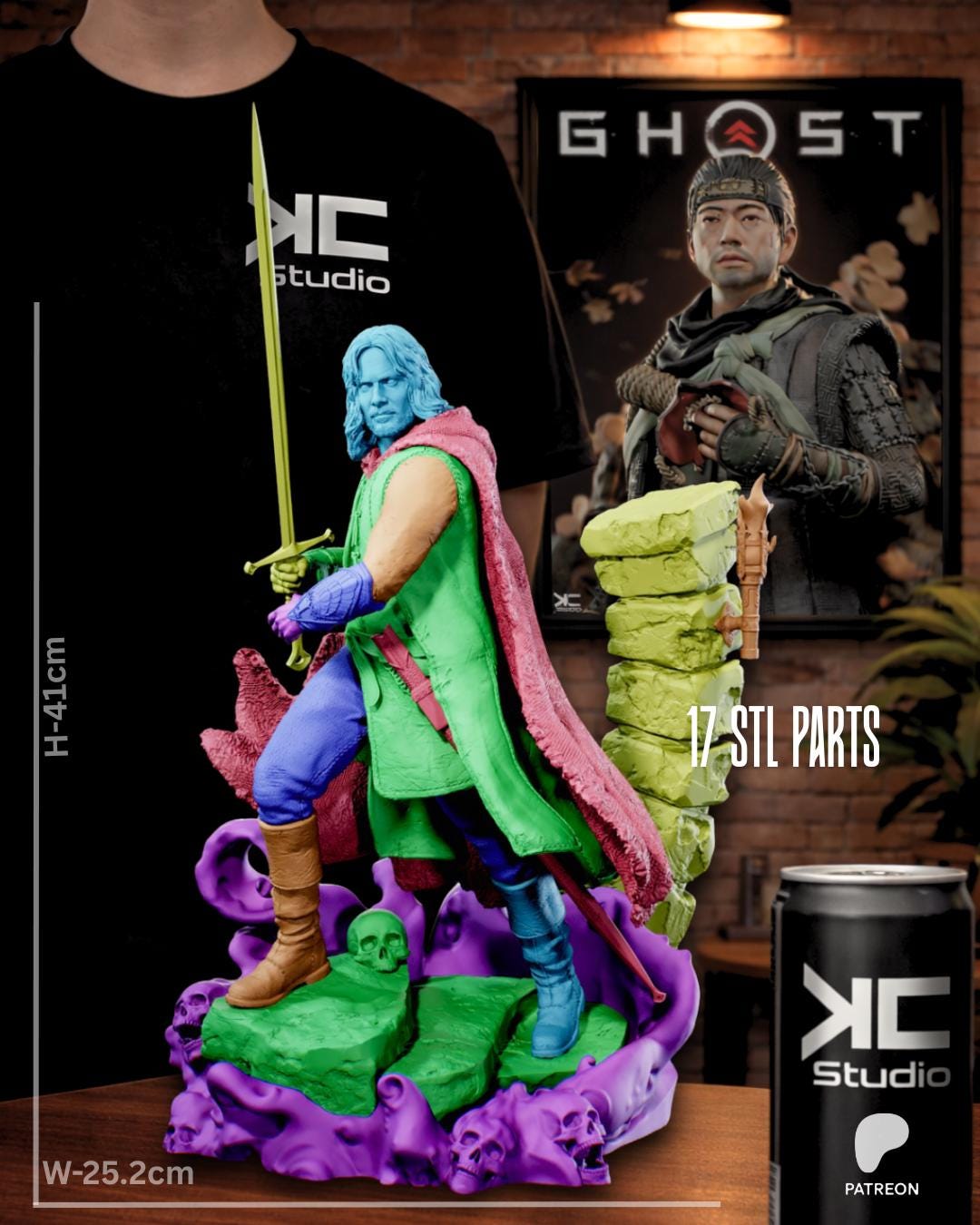Blade Of The West - Fantasy King Medieval Hero Noble Leader Aragorn Resin Figure 16K