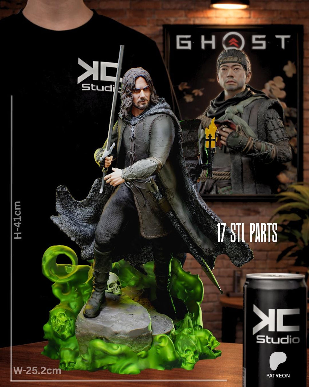 Blade Of The West - Fantasy King Medieval Hero Noble Leader Aragorn Resin Figure 16K