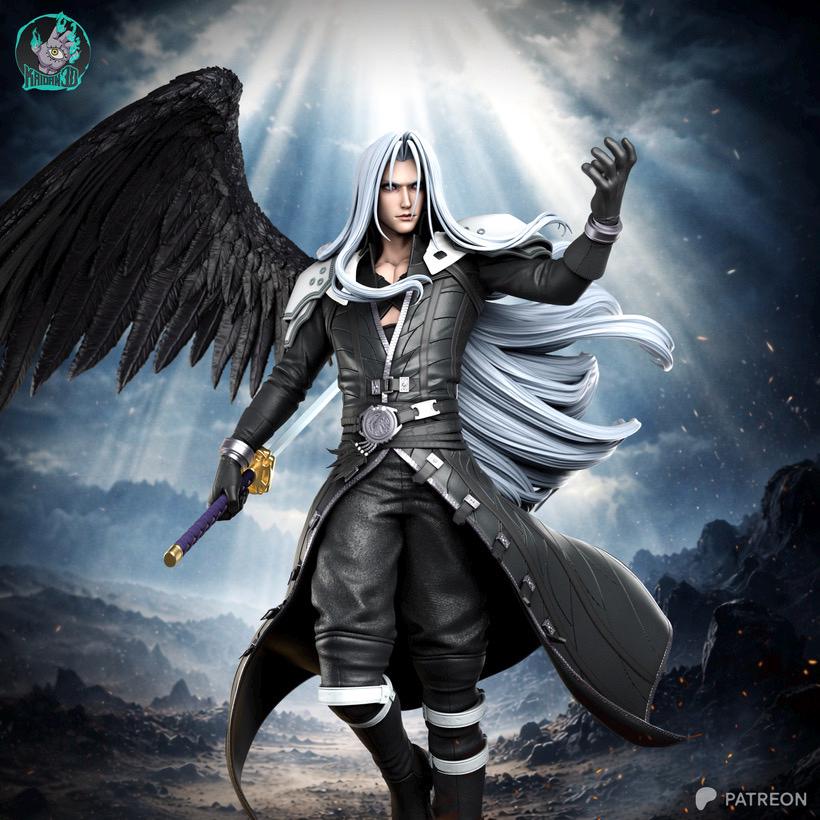Heir Of The Black Comet - Silver Haired Villain Dark Fantasy One Winged Angel Sephiroth Resin Figure 16K