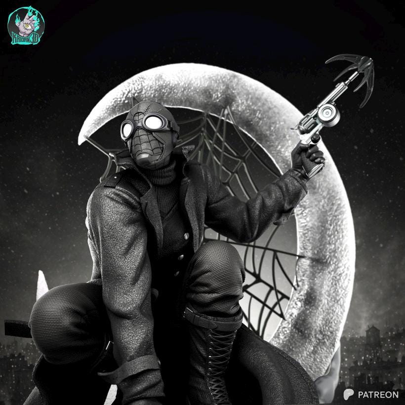 Midnight Vigilante - Noir Superhero Trench Coat Vigilanter Spider-man Noir Resin Figure 16K