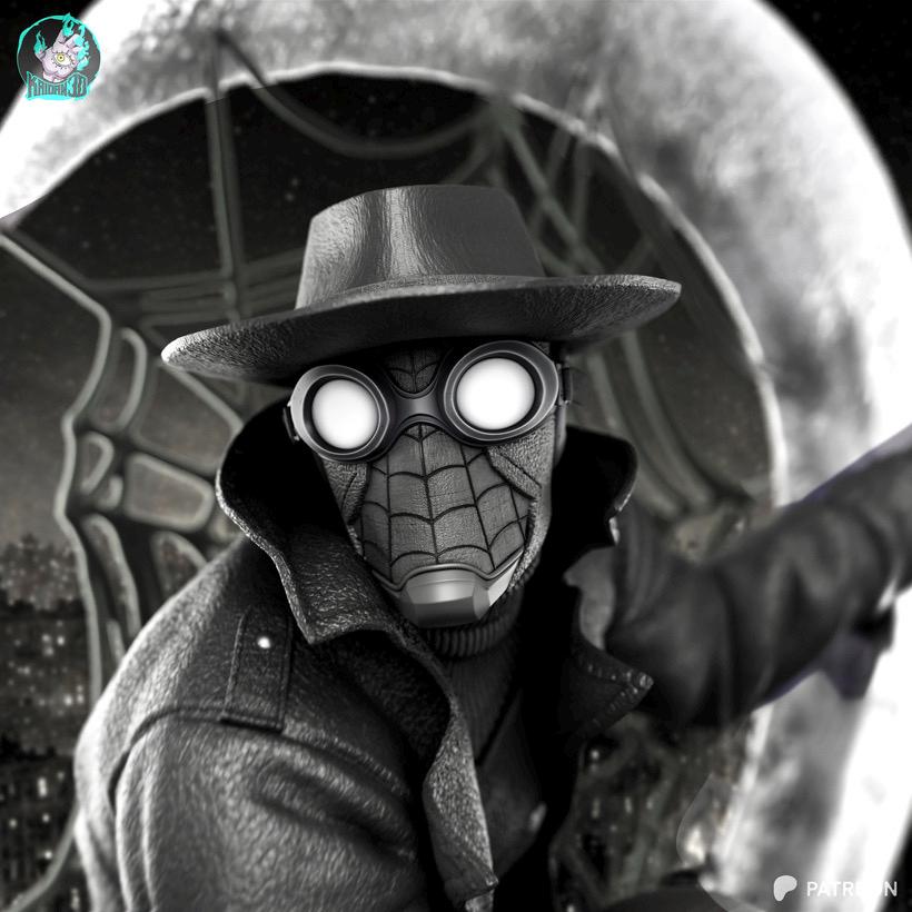 Midnight Vigilante - Noir Superhero Trench Coat Vigilanter Spider-man Noir Resin Figure 16K