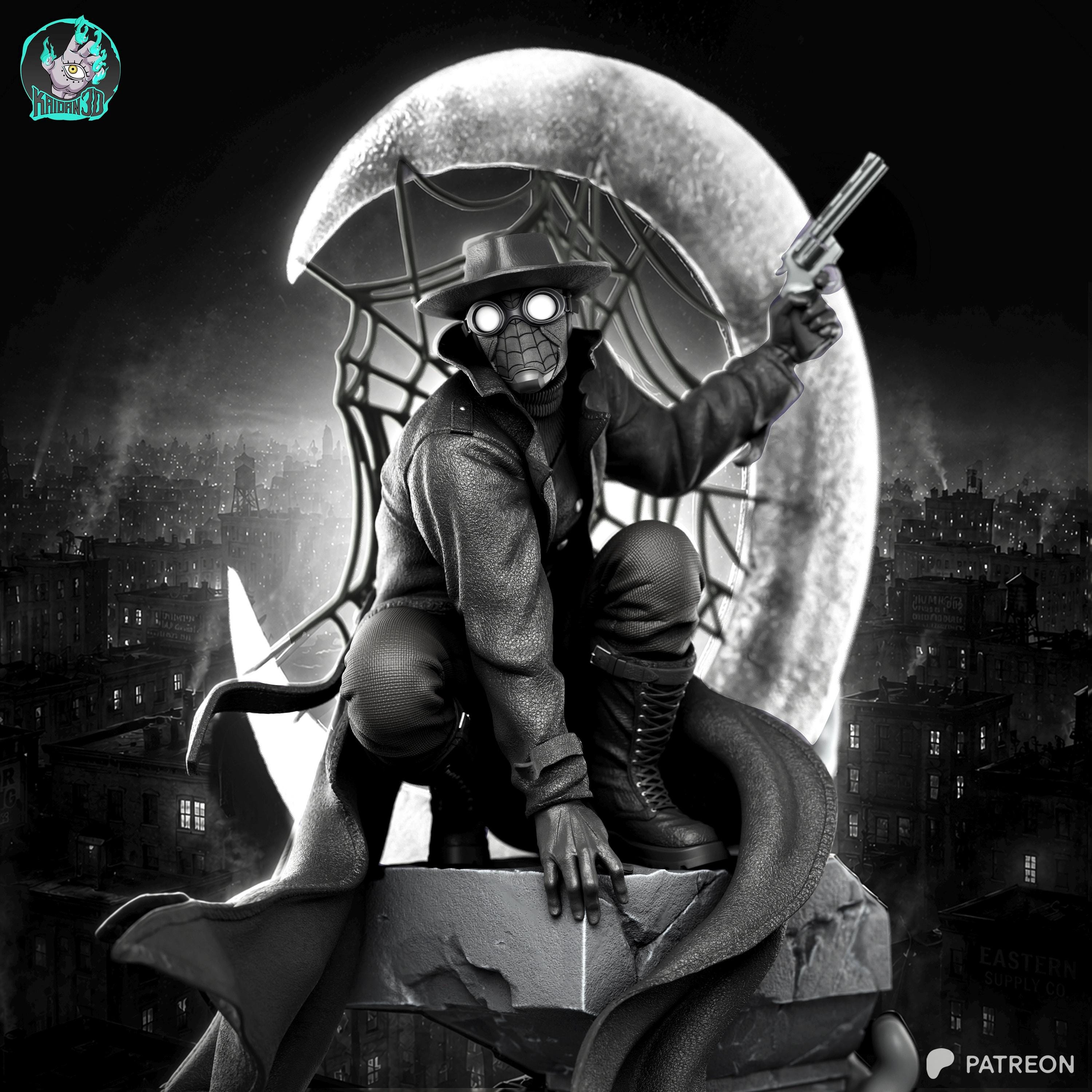 Midnight Vigilante - Noir Superhero Trench Coat Vigilanter Spider-man Noir Resin Figure 16K