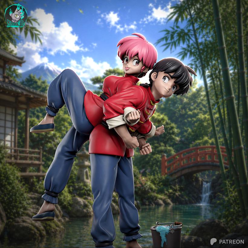 One Fate In Two Forms - Dual Anime Character Twin Form Ranma & Ranma-chan Resin Figure 16K