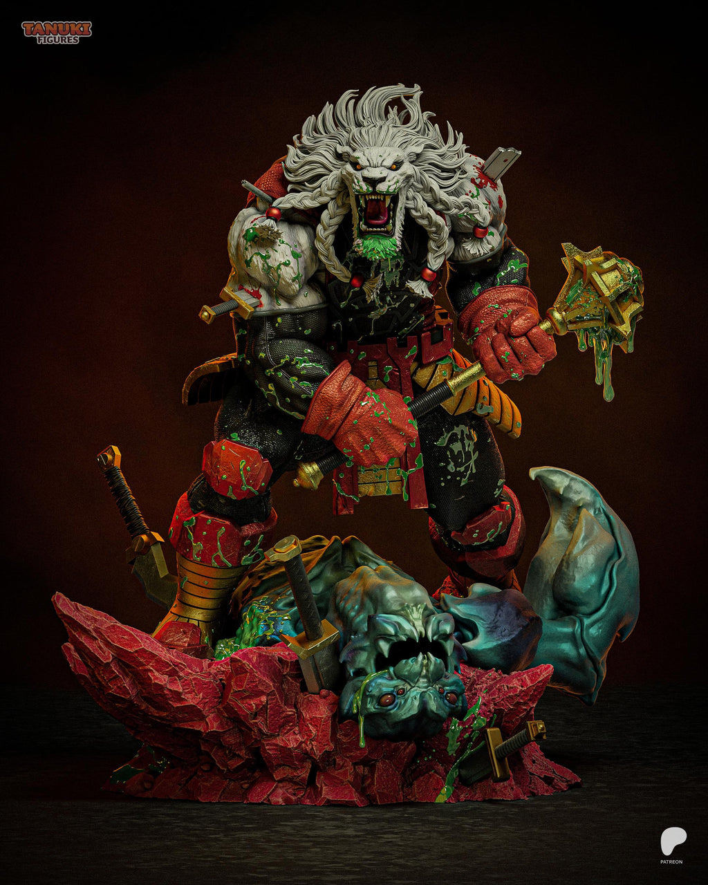 Lion Of The Endless War - Lion Warrior Alien Gladiator Berserker Battle Beast Resin Figure 16K