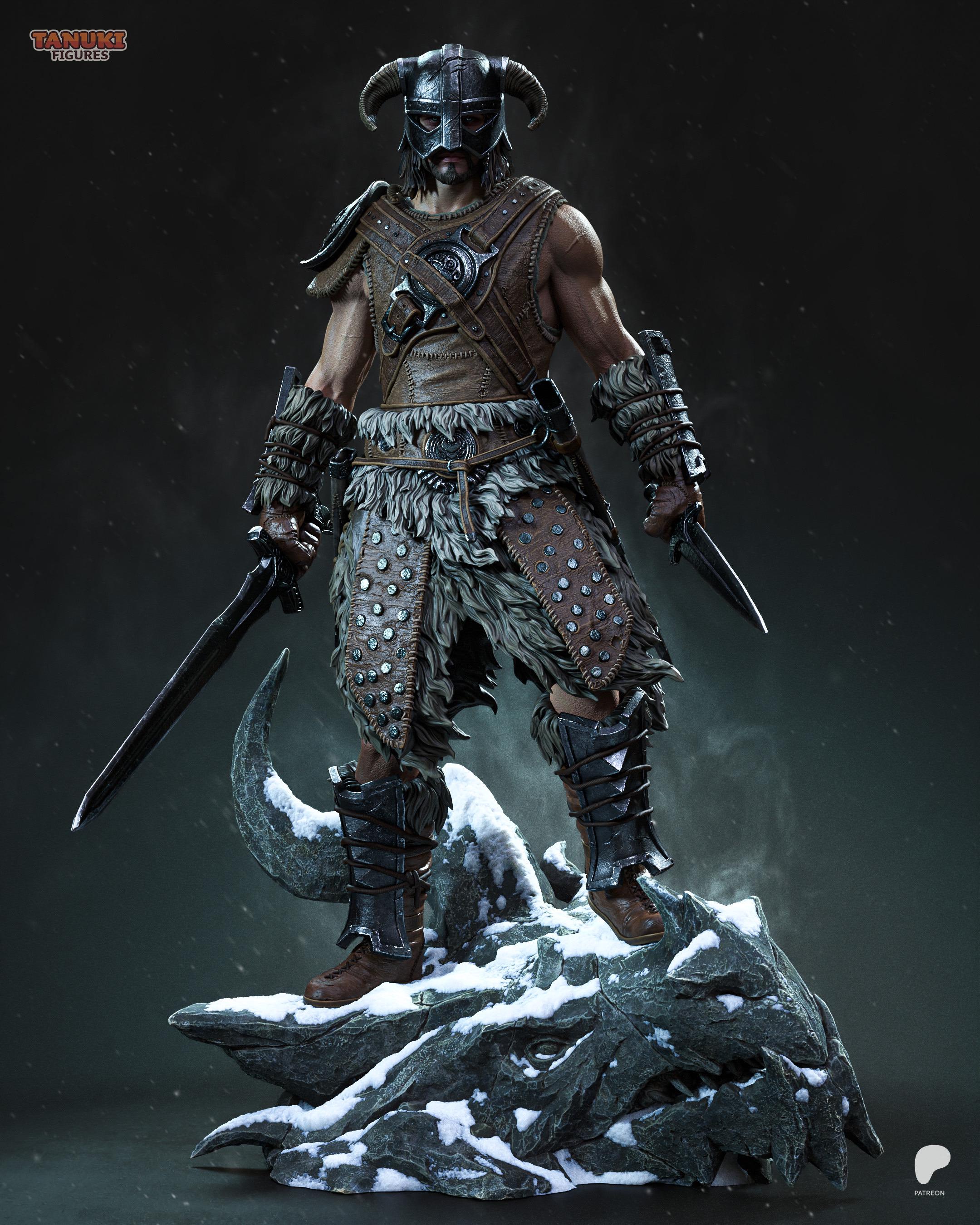 Bearer Of Ancient Tongues - Dragonborn Nord Warrior Explorer Medieavl Fantasy Dovahkiin Resin Figure 16K