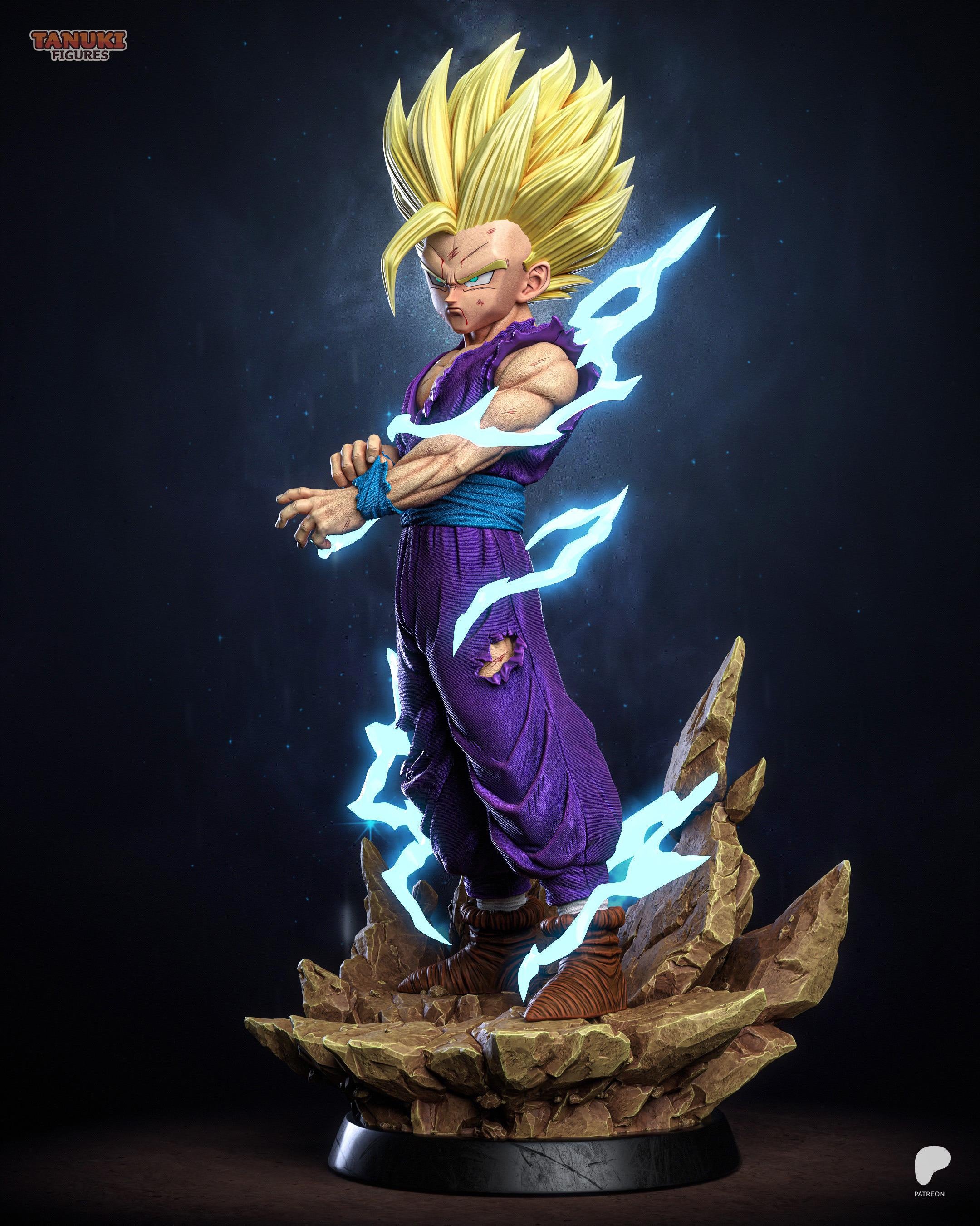 Lightning Of Silent Rage - Anime Power Up Character Energy Blast Gohan SSJ2 Resin Figure 16K