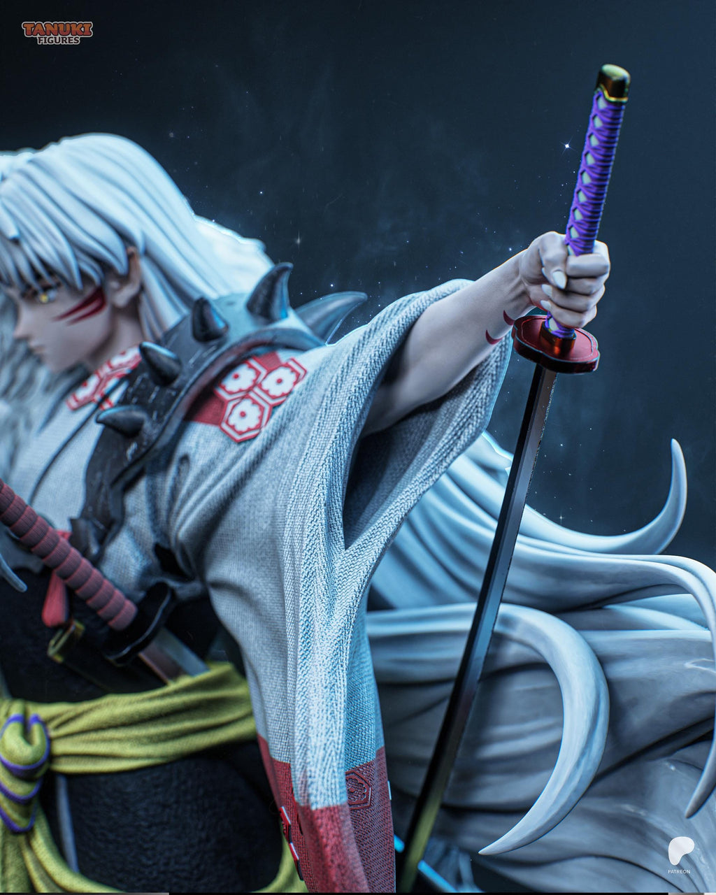 Lord Of The Crescent Fang - Moonlit Katana Warrior Cold Sovereign Sesshomaru Resin Figure 16K