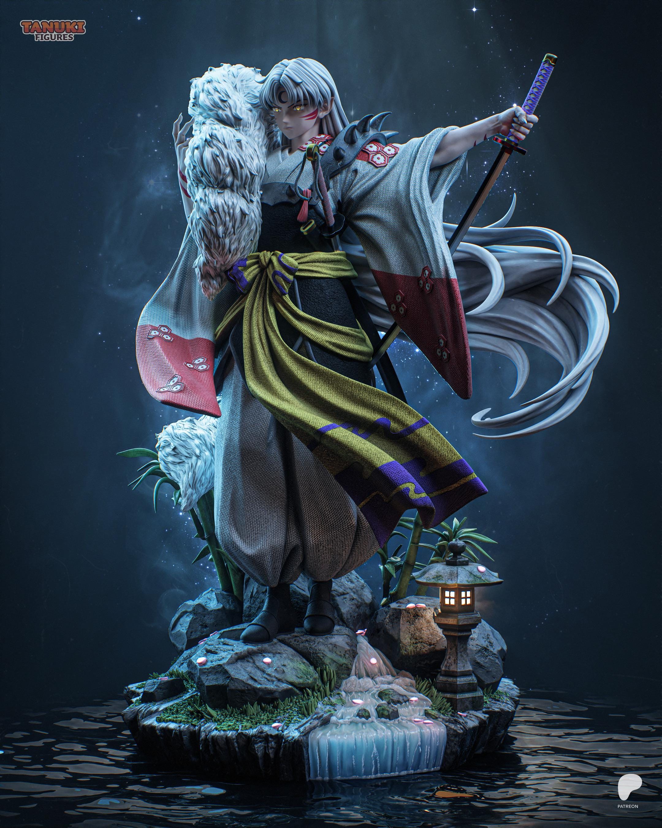 Lord Of The Crescent Fang - Moonlit Katana Warrior Cold Sovereign Sesshomaru Resin Figure 16K