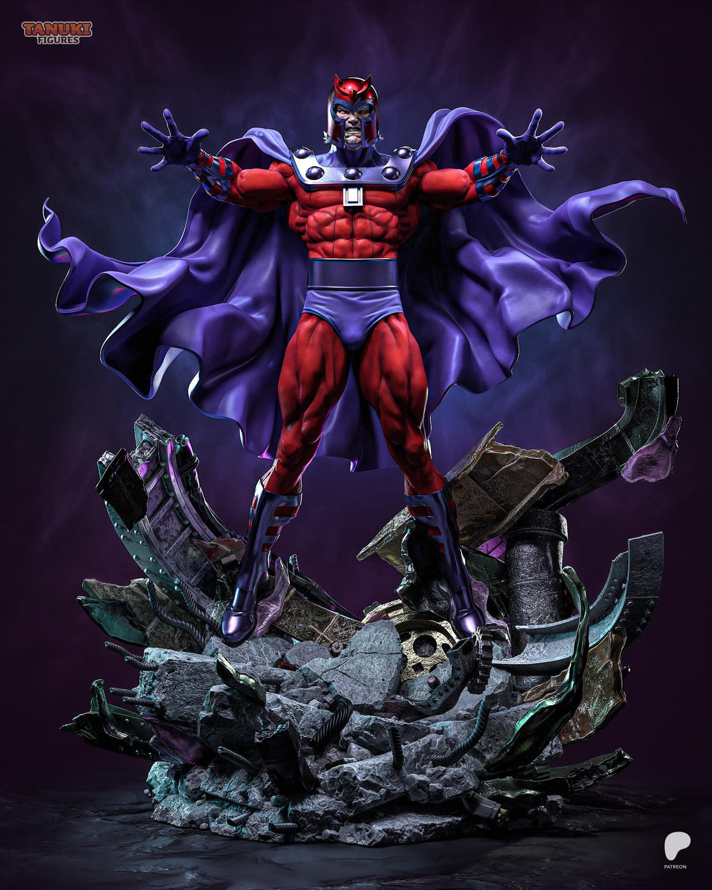 Master Of Magnetic Wrath - Metal Manipulator Armored Warlord Magneto Resin Figure 16K
