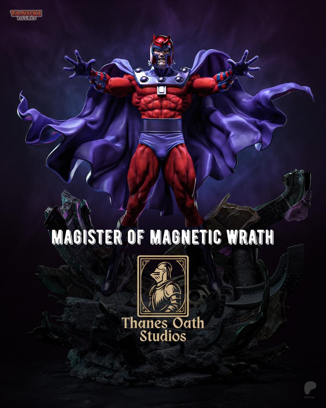 Master Of Magnetic Wrath - Metal Manipulator Armored Warlord Magneto Resin Figure 16K