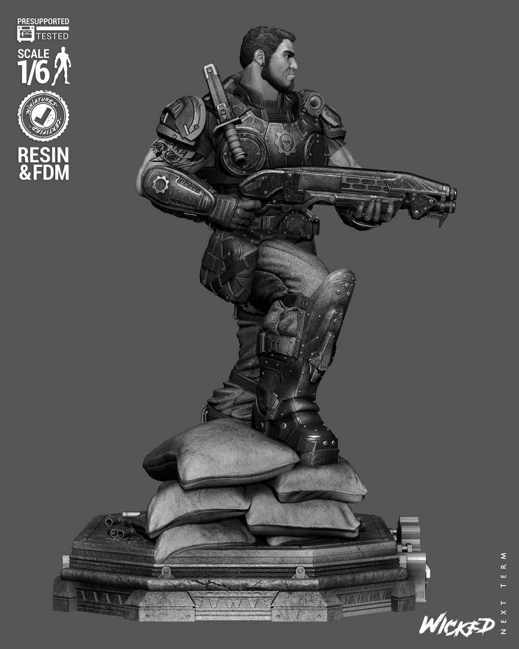 The Weight Of Sacrifice - Soldier Statue Gaming War Torn Hero Dominic Santiago Resin Figure 16K