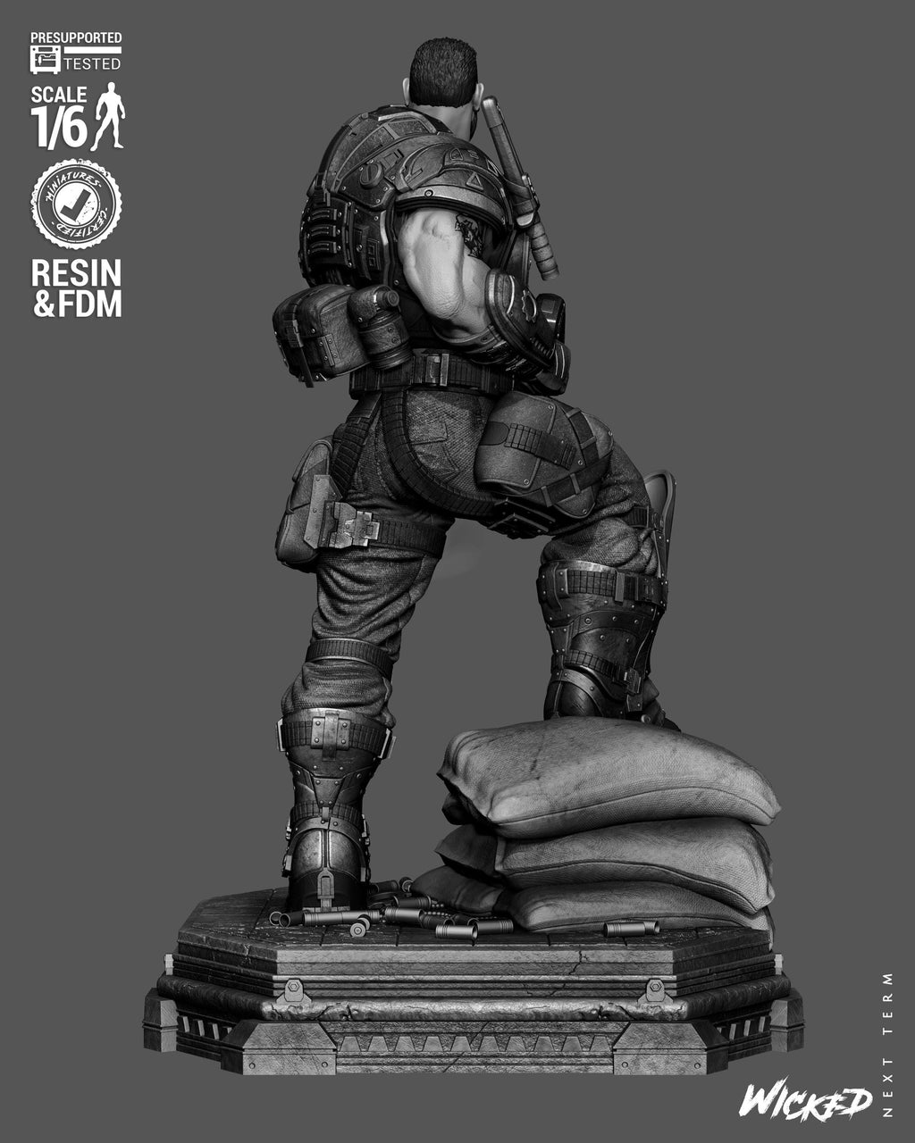 The Weight Of Sacrifice - Soldier Statue Gaming War Torn Hero Dominic Santiago Resin Figure 16K