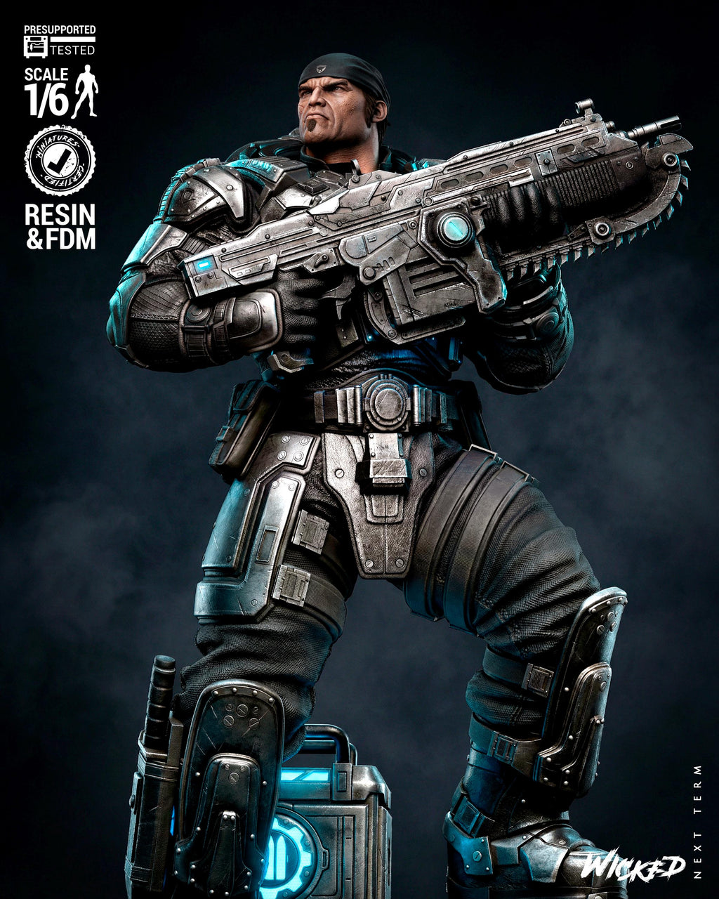The Unbreakable Gear - Soldier Statue Gaming War Torn Hero Marcus Fenix Resin Figure 16K