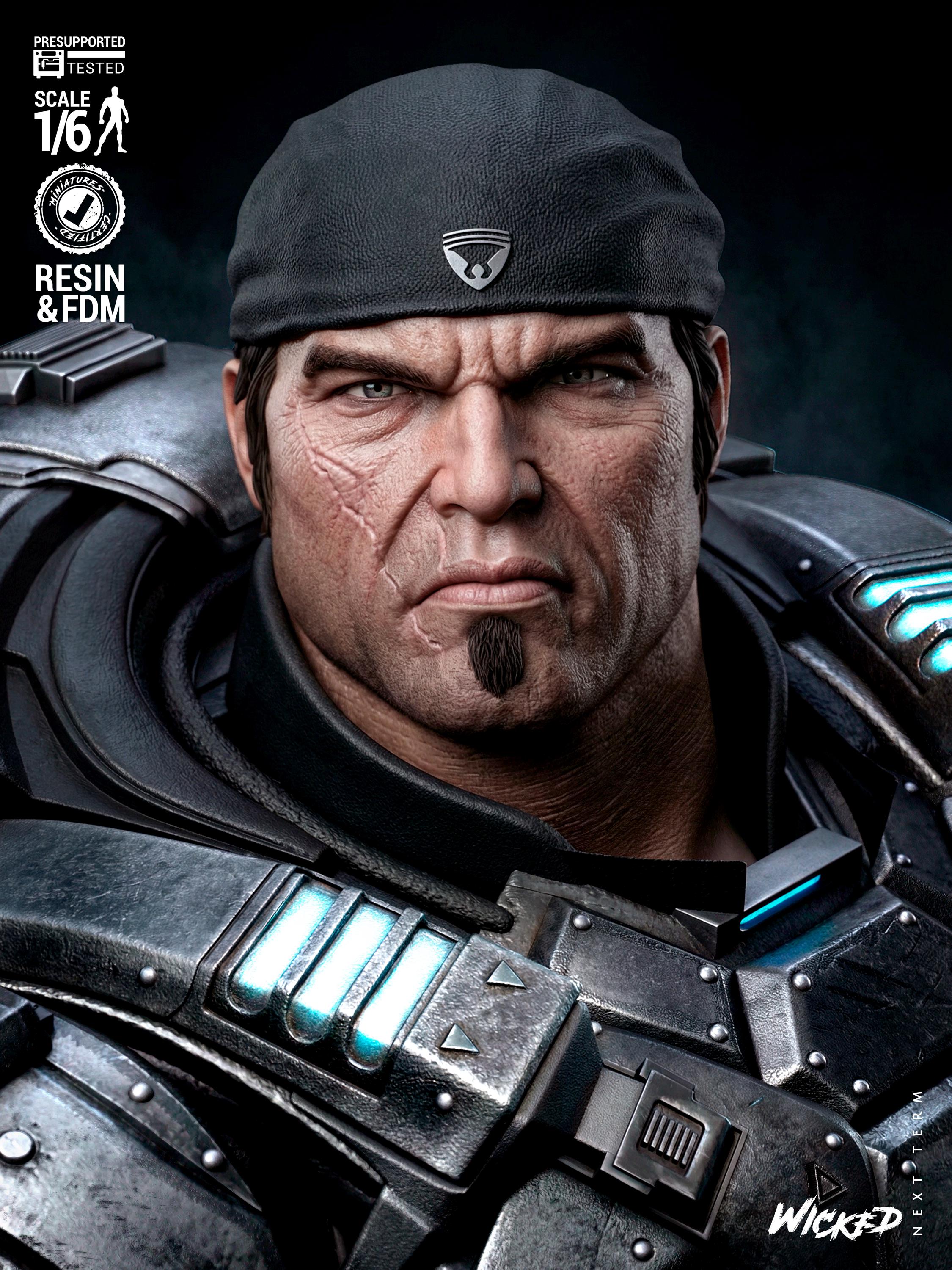 The Unbreakable Gear - Soldier Statue Gaming War Torn Hero Marcus Fenix Resin Figure 16K