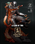 A Clan Of Two - Space Western Sci-Fi Duo Bounty Hunter Mandalorian And Grogu Resin Figure 16K