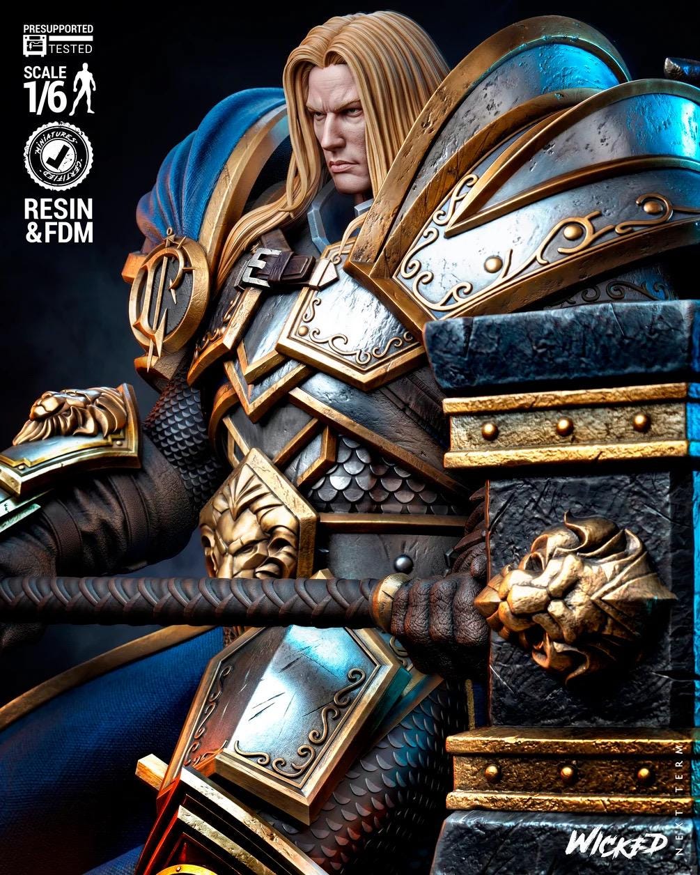 Hope Of A Doomed Kingdom - Paladin Knight Holy Warrior Medieval Fantasy Arthas Resin Figure 16K