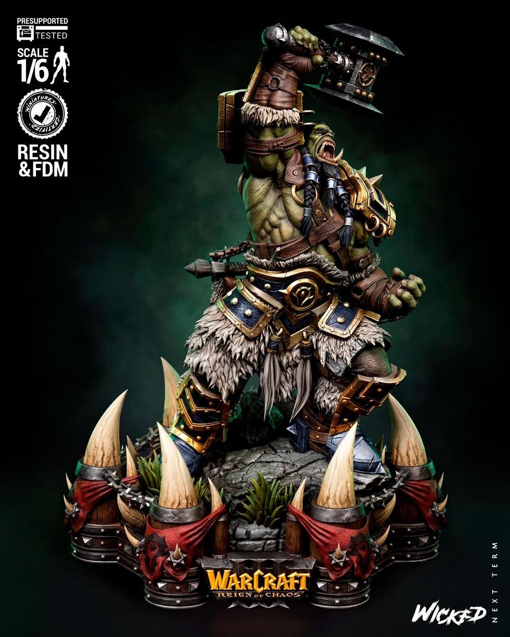 Warchief Eternal - Orc Shaman Warrior Medieval Fantasy Warrior Thrall Resin Figure 16K