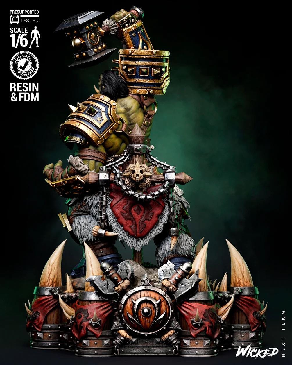 Warchief Eternal - Orc Shaman Warrior Medieval Fantasy Warrior Thrall Resin Figure 16K