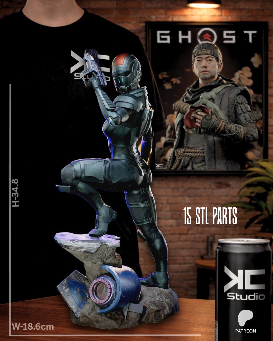 Commander Of The Last Stand - Sci-fi Hero Space Commander Armoured Warrior Commander Shepard Resin Figure 16K
