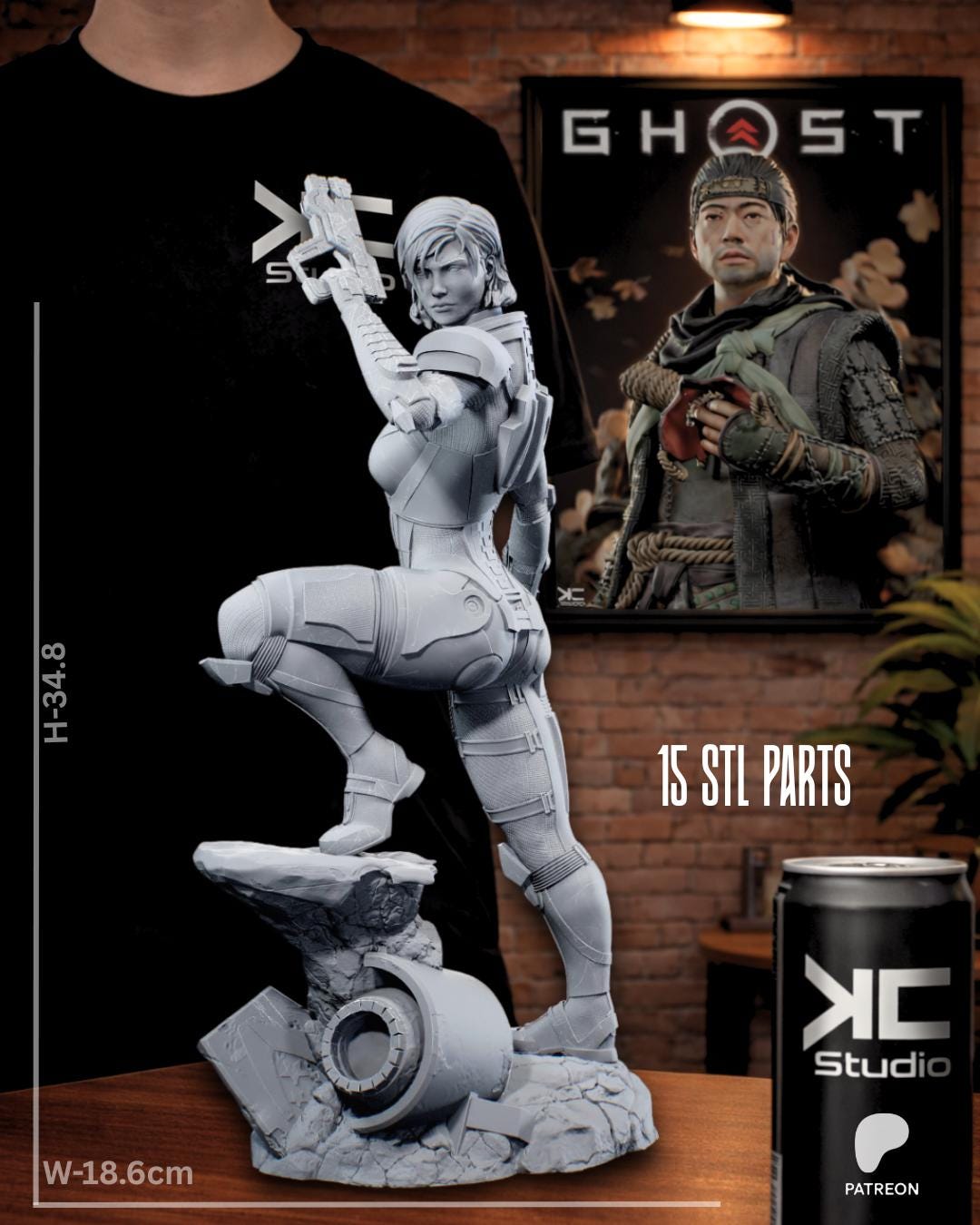 Commander Of The Last Stand - Sci-fi Hero Space Commander Armoured Warrior Commander Shepard Resin Figure 16K