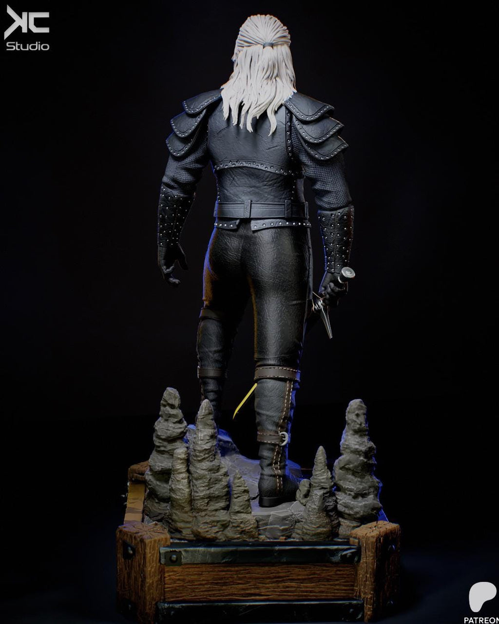 Silver & Steel - Fantasy Warrior Monster Hunter Creature Slayer Geralt Of Rivia Resin Figure 16K