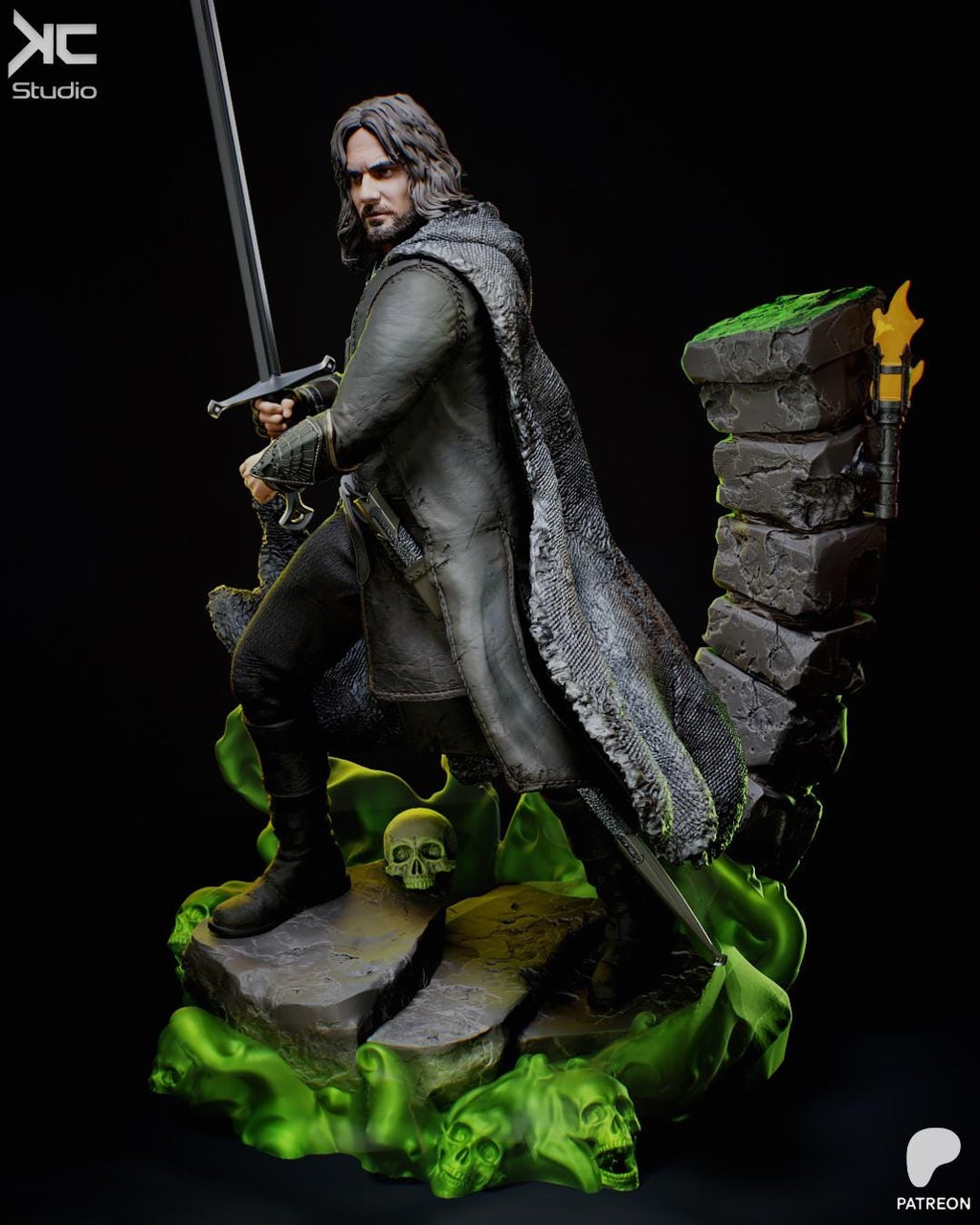 Blade Of The West - Fantasy King Medieval Hero Noble Leader Aragorn Resin Figure 16K