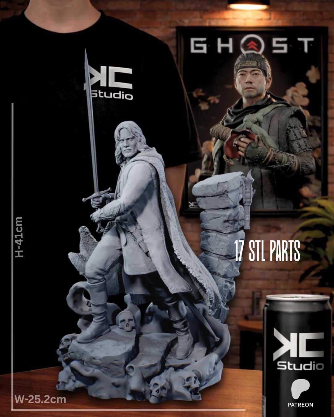 Blade Of The West - Fantasy King Medieval Hero Noble Leader Aragorn Resin Figure 16K