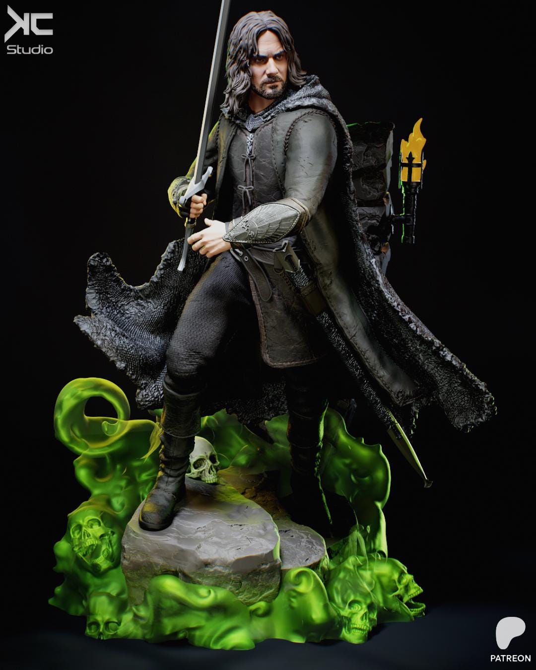 Blade Of The West - Fantasy King Medieval Hero Noble Leader Aragorn Resin Figure 16K