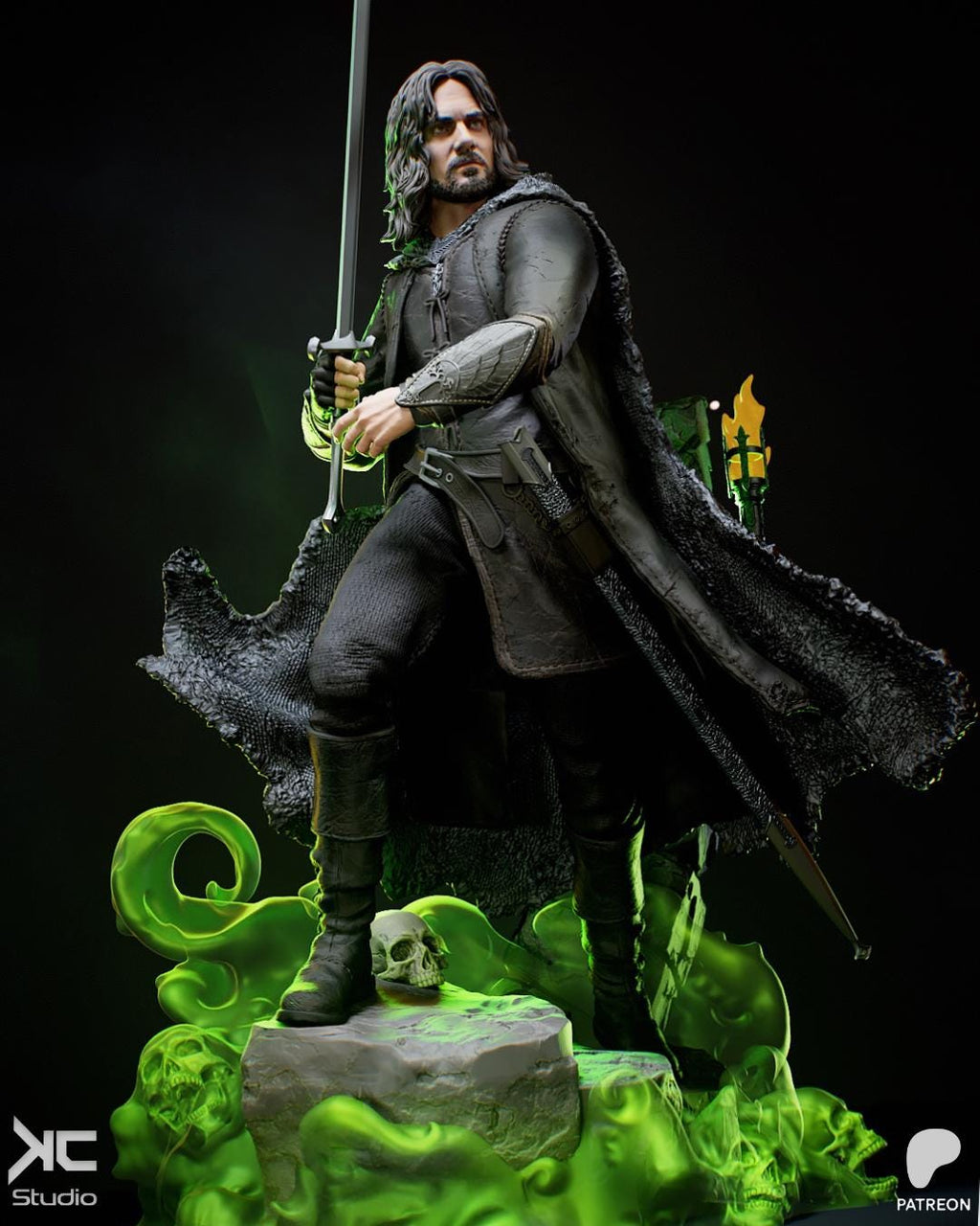 Blade Of The West - Fantasy King Medieval Hero Noble Leader Aragorn Resin Figure 16K